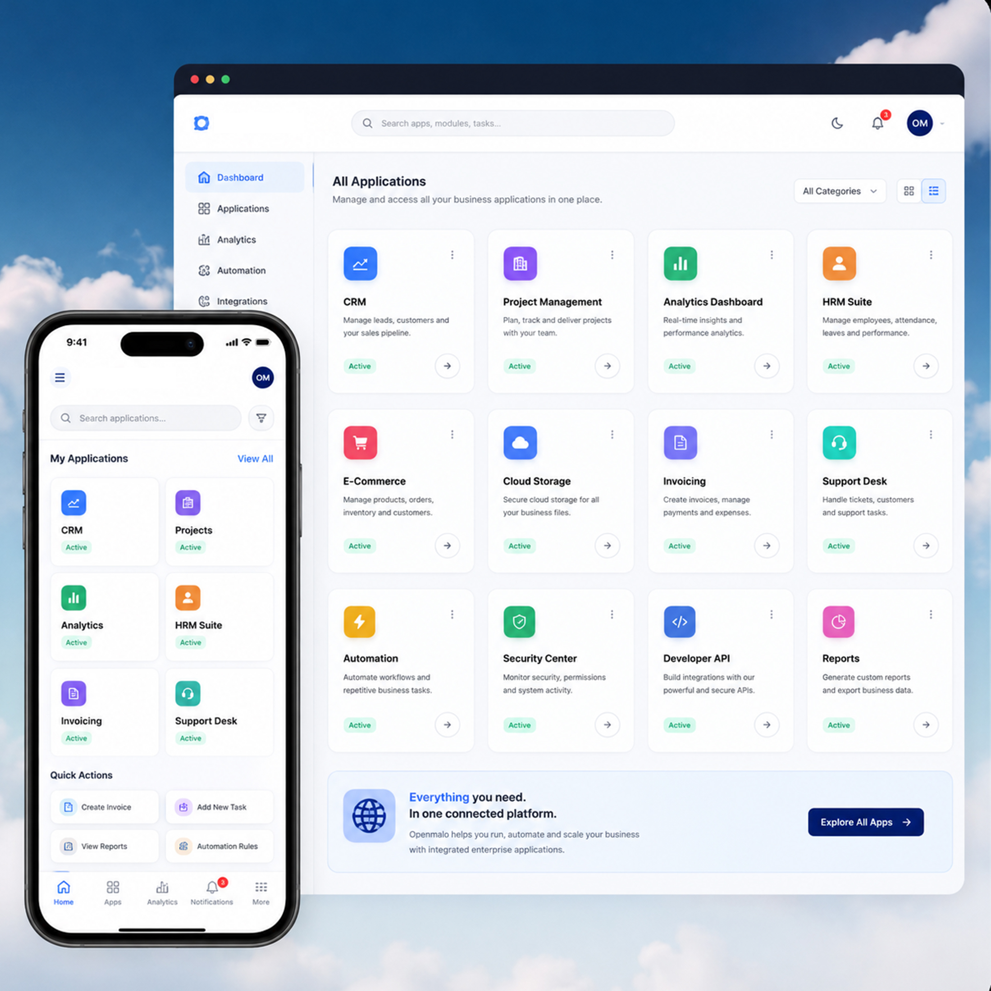 Custom website, web application, and mobile app development by OPENMALO